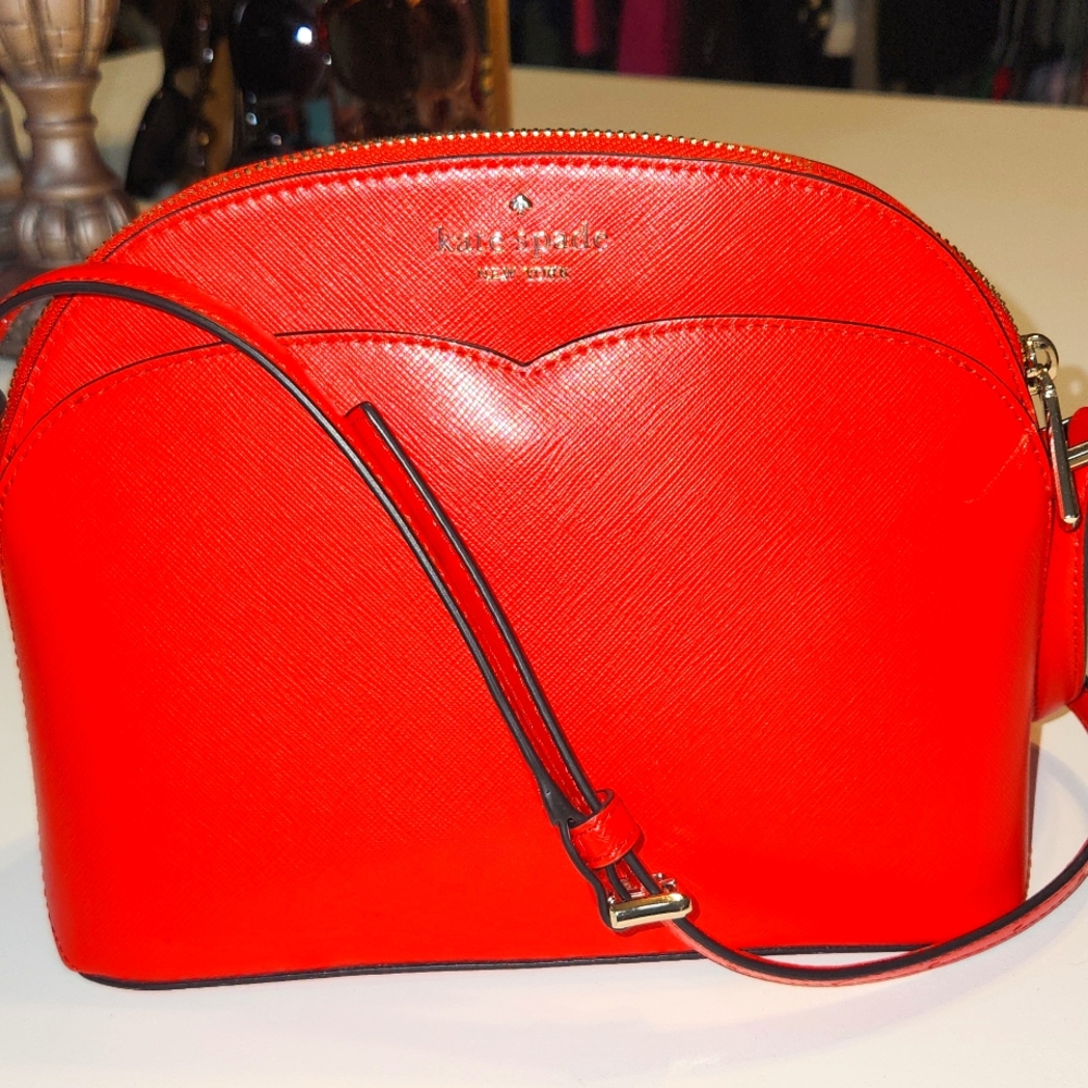 Kate Spade Orange Dome Leather Crossbody Bag